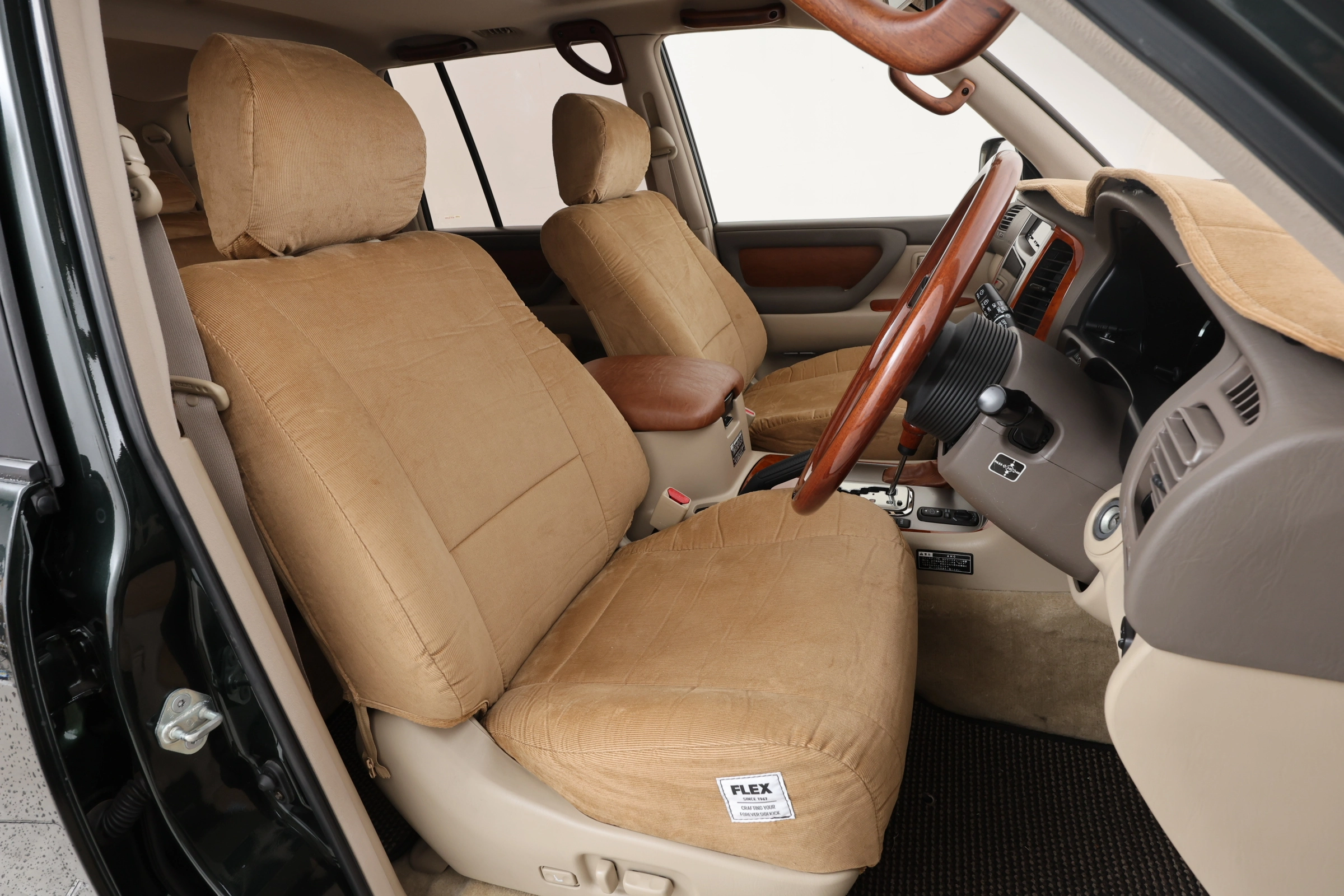 車好きがこだわる】FLEXコーディロイ シートカバー（ベージュ/ネイビー