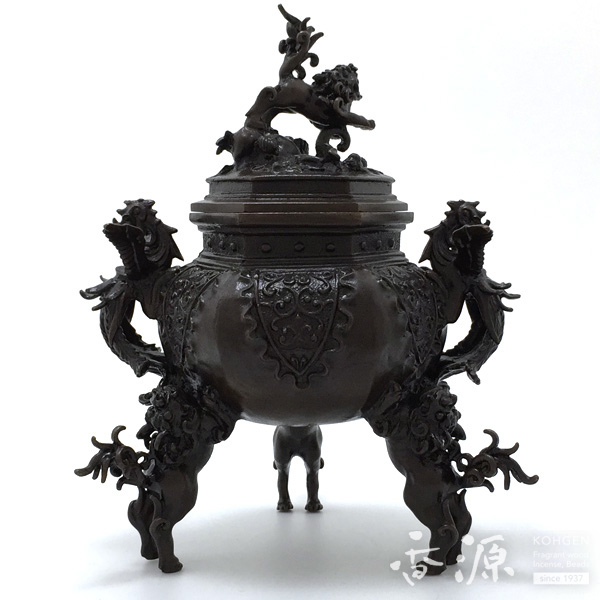 高岡銅器 六角牡丹獅子香炉の通販 - お香専門店香源