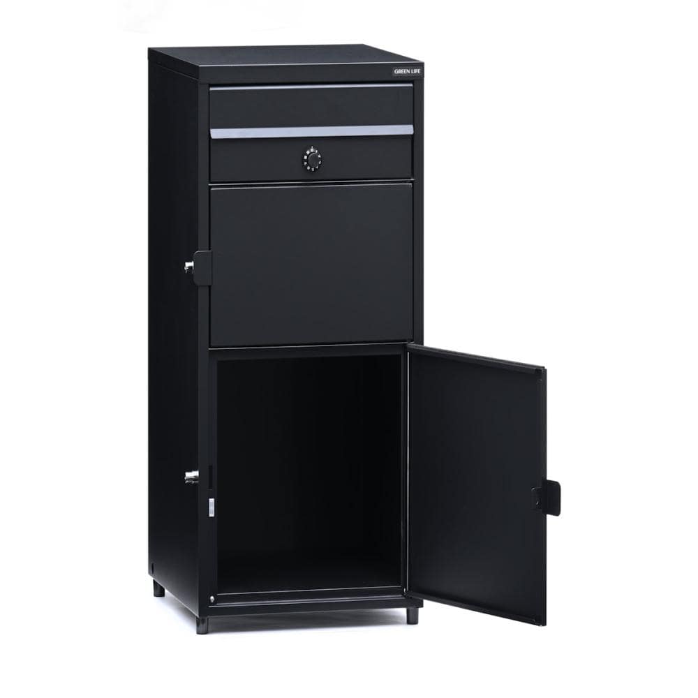 グリーンライフ ポスト付き二段宅配ボックスレシーボ ブラック