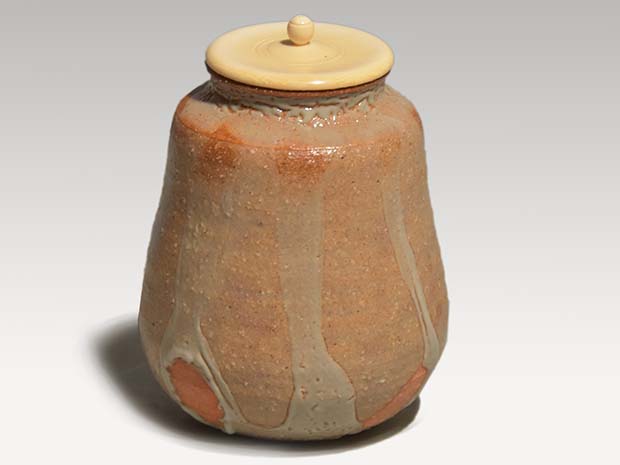 朝日焼 梅華皮はぜ釉茶入 十四世 松林豊斎(作) 共箱 仕服2 | 古美術ささき