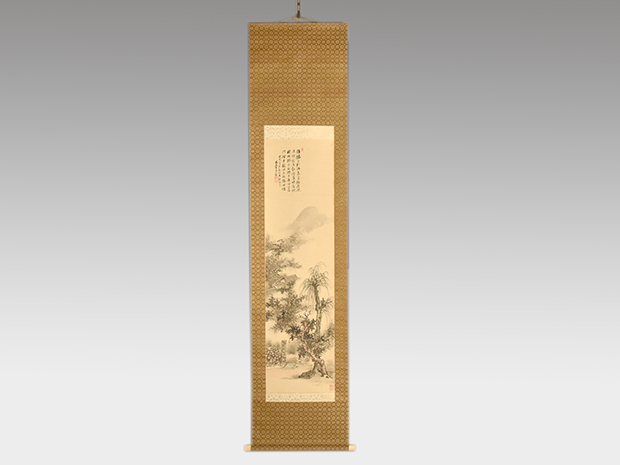 大正期 藤田苔石作 『肖像』絹本 真作 日本画家作品 掛け軸 大正期