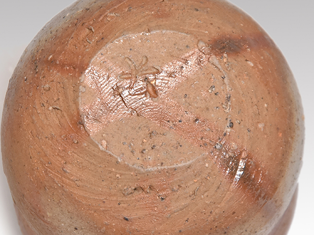 備前焼茶入 長十郎、木村友敬(作) 共箱 象牙蓋 仕服(荒磯金襴) | 古