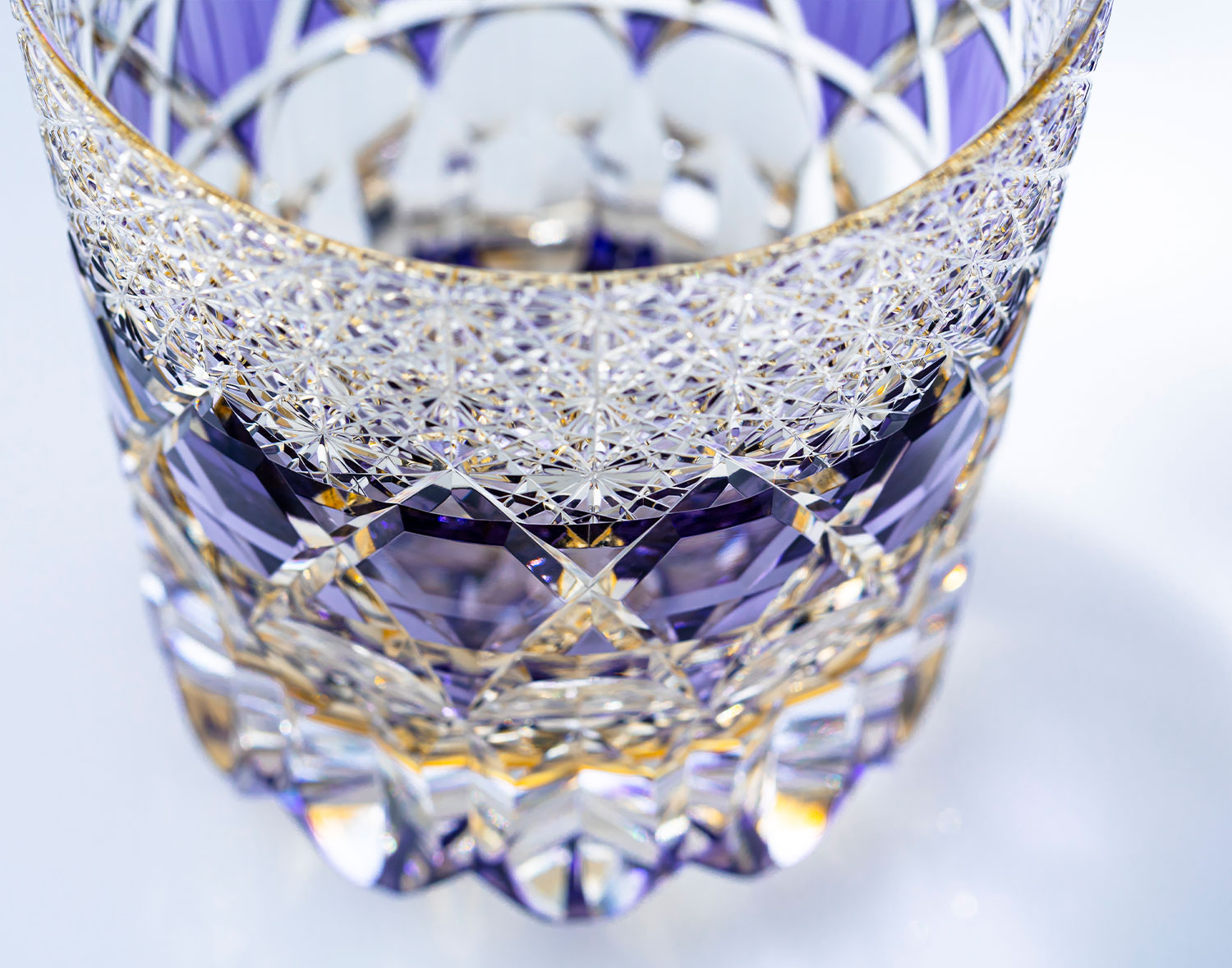 直営店限定 茨城県 伝統工芸士・野口友和作 重ね色目ロックグラス＜紫