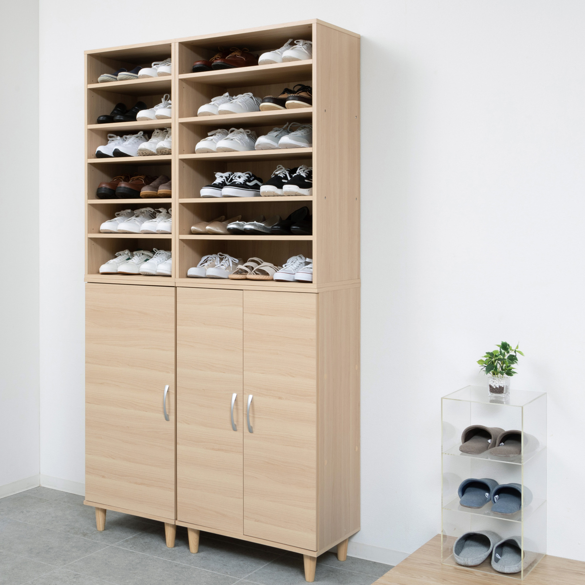 ワンドアシューズボックス 幅450 奥行360 高さ1045 KRS-45NDB-NA 通販