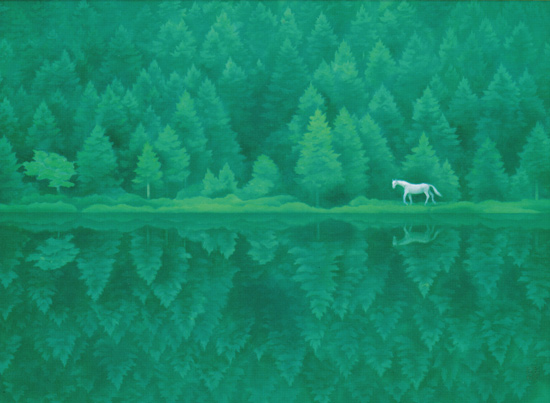 東山魁夷 絵画 緑響く 送料無料 【複製】【美術印刷】【巨匠】【変型特