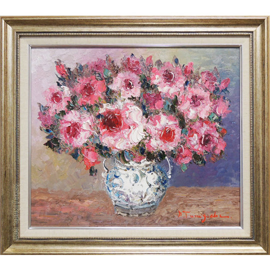 絵画 油絵 バラ (谷口春彦) 送料無料 【肉筆】【油絵】【花】【10号