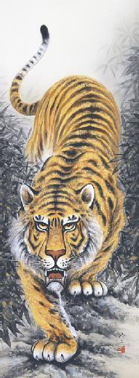 猛虎 田辺修二 / 尺五！ 動物画 - 掛け軸（掛軸）販売通販なら掛け軸総本家