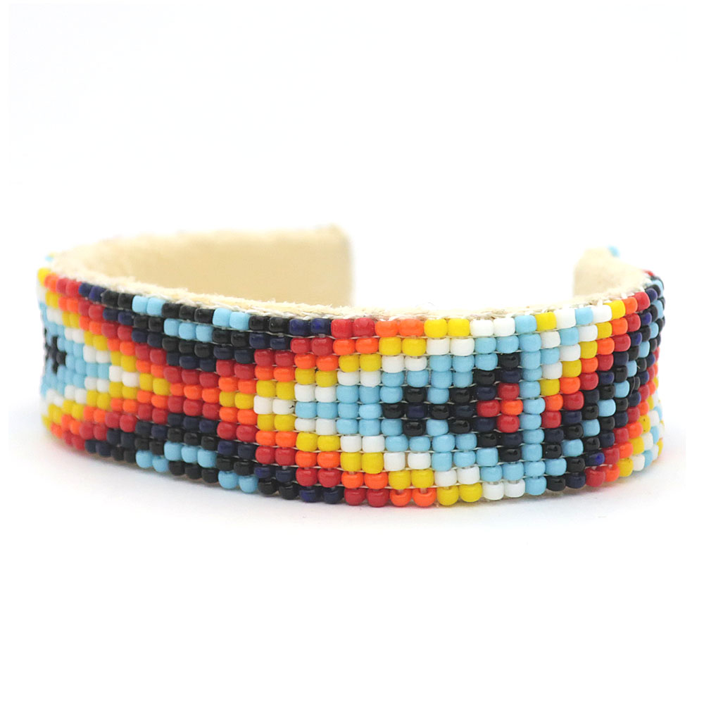 インディアンジュエリー ビーズワーク バングル ブレスレット 幾何学