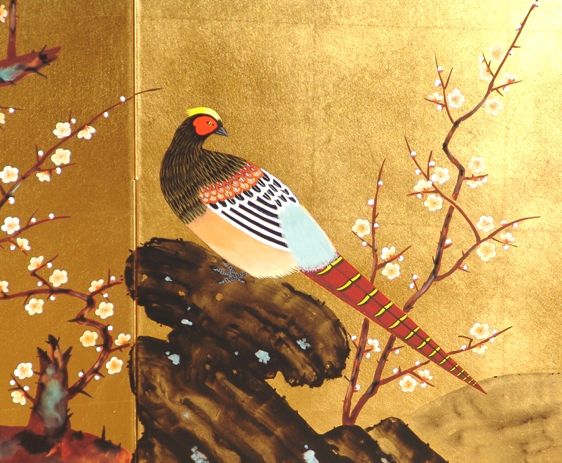 梅の花 屏風 日本画 160cm x 90cm 梅の花 屏風 日本画 160cm x 90cm 梅