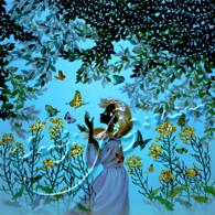 藤城清治：レフグラフファイン版画 蝶と少女（大）（受注生産商品