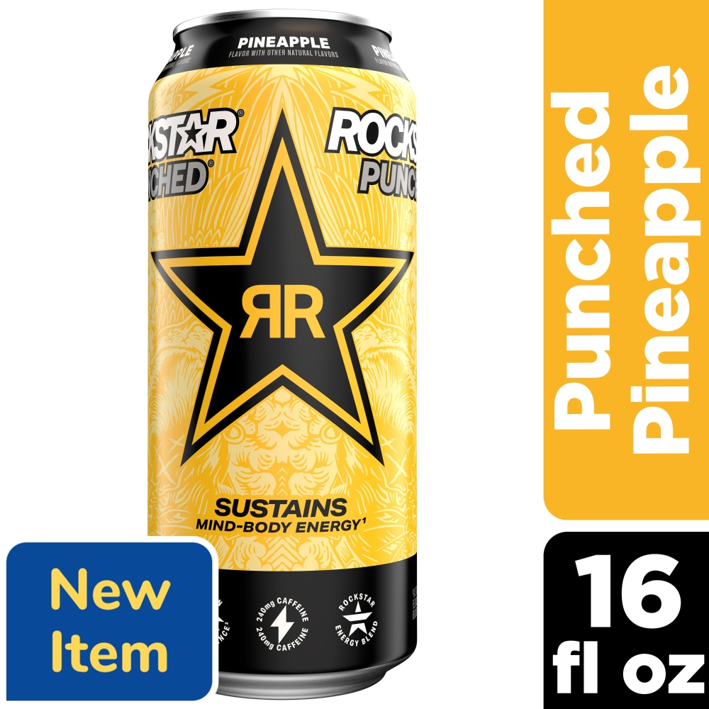 Rockstar Punched Energy Drink, Pineapple, 16 fl oz - Smith's Food