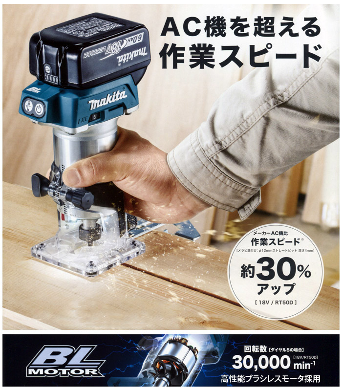 マキタ 18V 充電式トリマ トリマベース仕様(6.0Ah電池・充電器・ケース