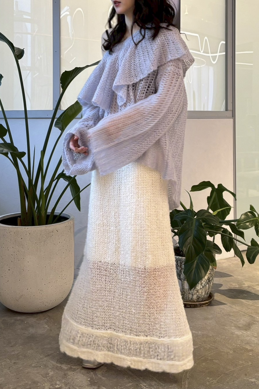 HONEY MI HONEY｜フリルカラークロシェニット｜華やかでふんわり可愛い