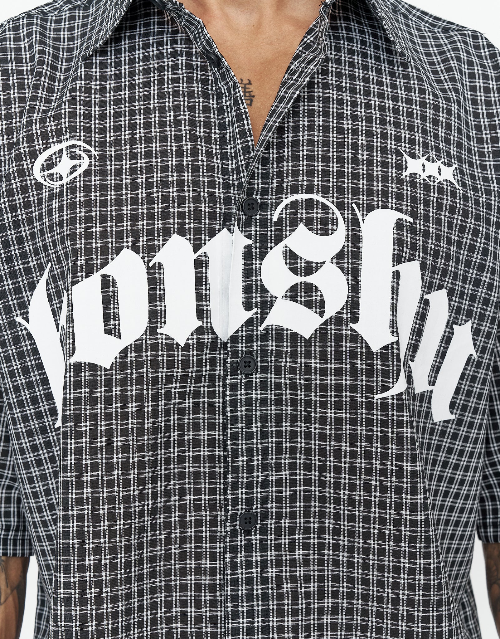 Honshu Cropped Short Sleeve Shirt in Black | Hallensteins NZ