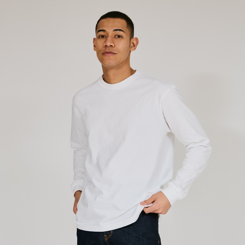 大きいサイズ ビーフィーロングスリーブTシャツ ホワイト | ヘインズの