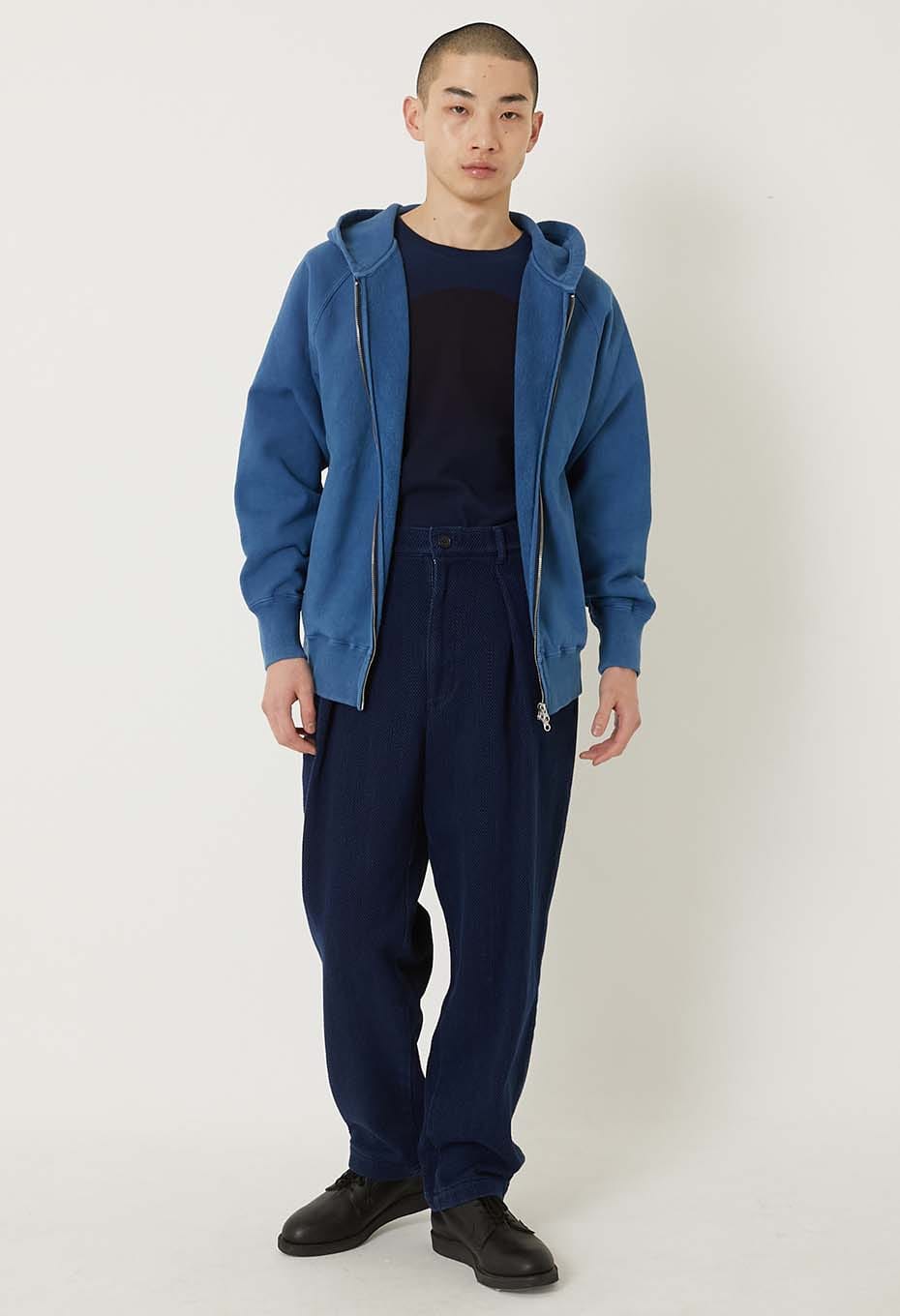 Organic Urake Tezome Sweat Zip sweat fabric Unisex | BLUE BLUE