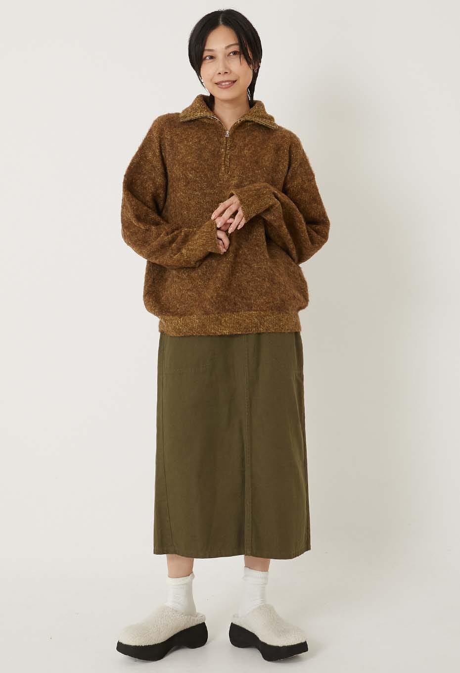 Bicolor Mohair Half Zip Pullover | HOLLYWOOD RANCH MARKET