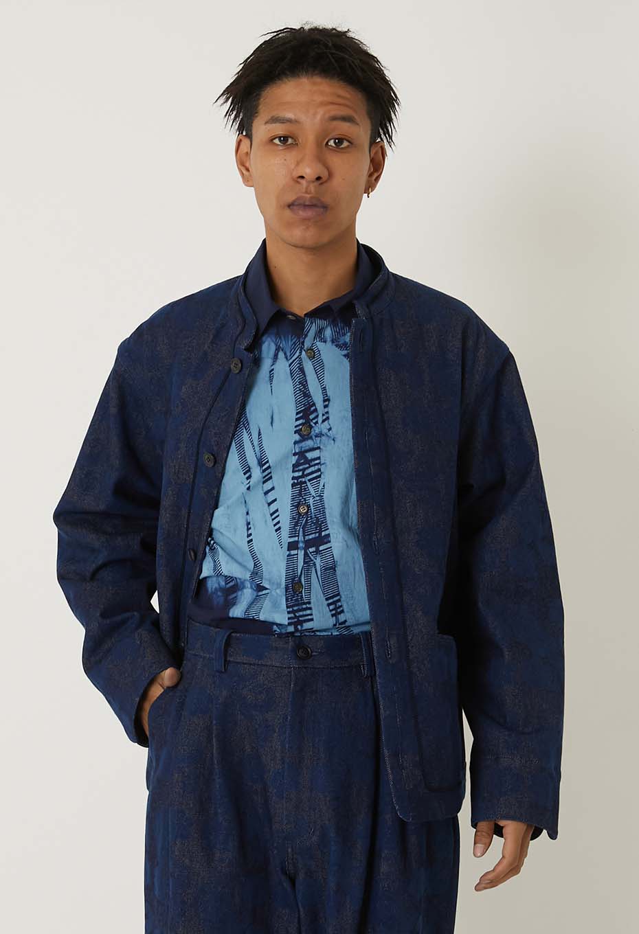 チャクバツデニムツジガハナ スタンドカラージャケット | BLUE BLUE