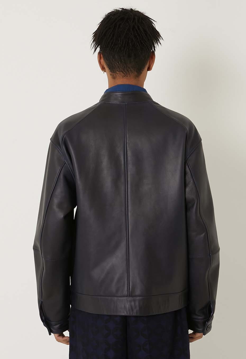 インディゴシープレザー シングルライダースジャケット | BLUE BLUE