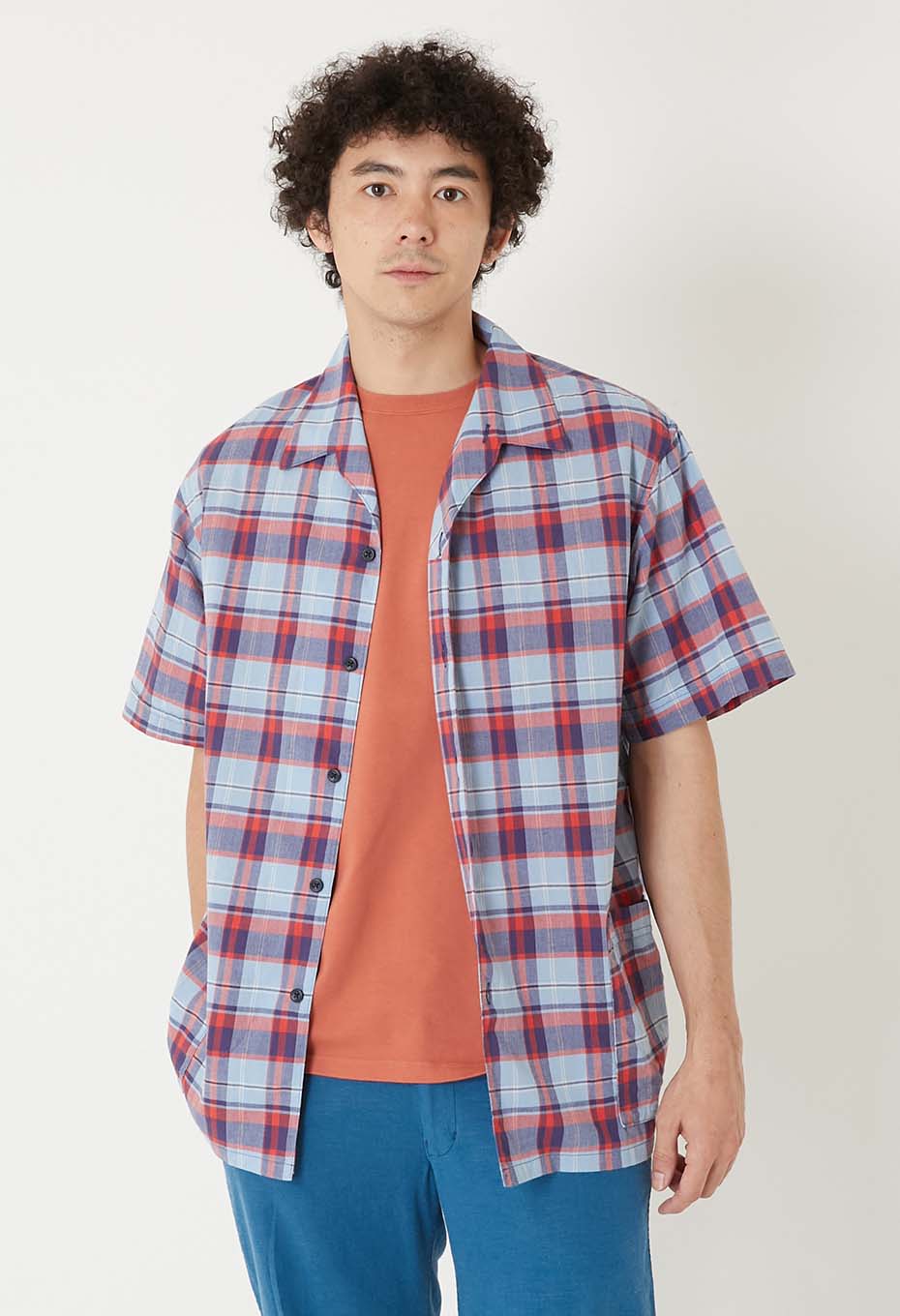 マドラスチェックオープンカラー ショートスリーブシャツ | BLUE BLUE
