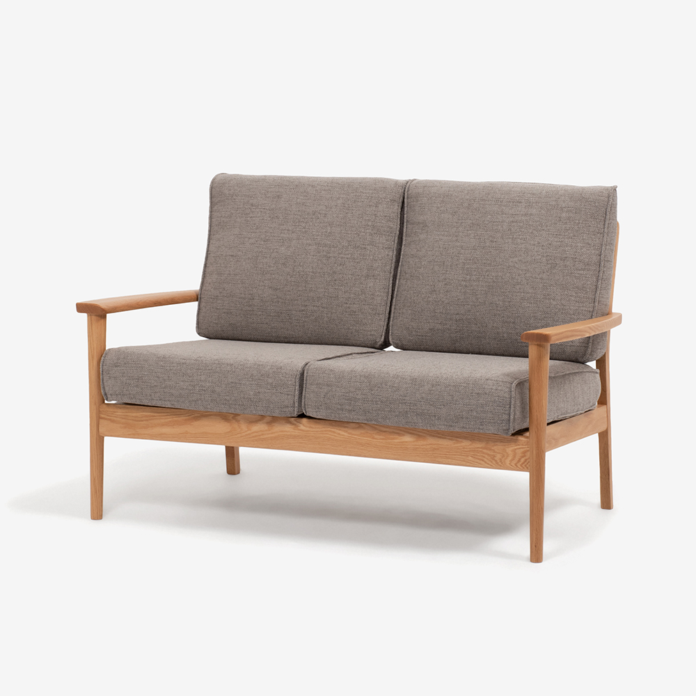 ラブソファ「シネマN3」幅128.5cm レッドオーク材 ホワイトオーク色