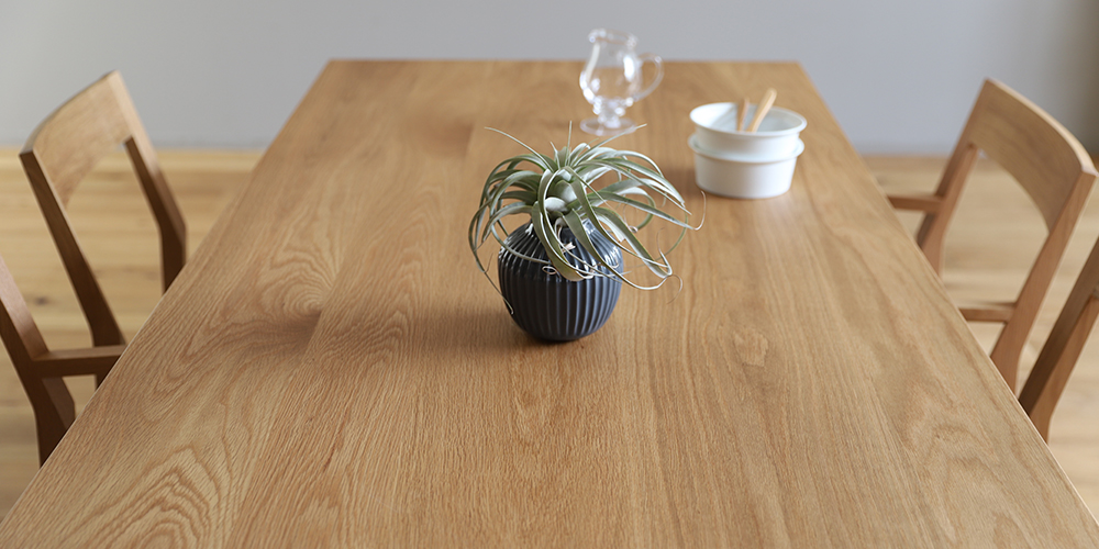 ダイニングテーブル「グラム」幅150cm ホワイトオーク材【受注生産品