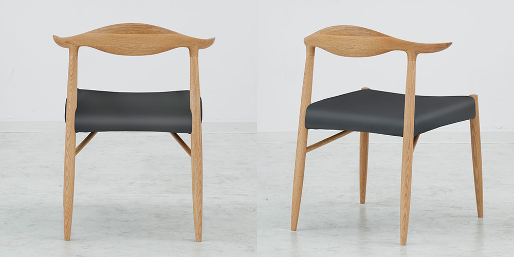 ダイニングチェア「アリ SLC-502 NA」レッドオーク材 座面PVCブラック