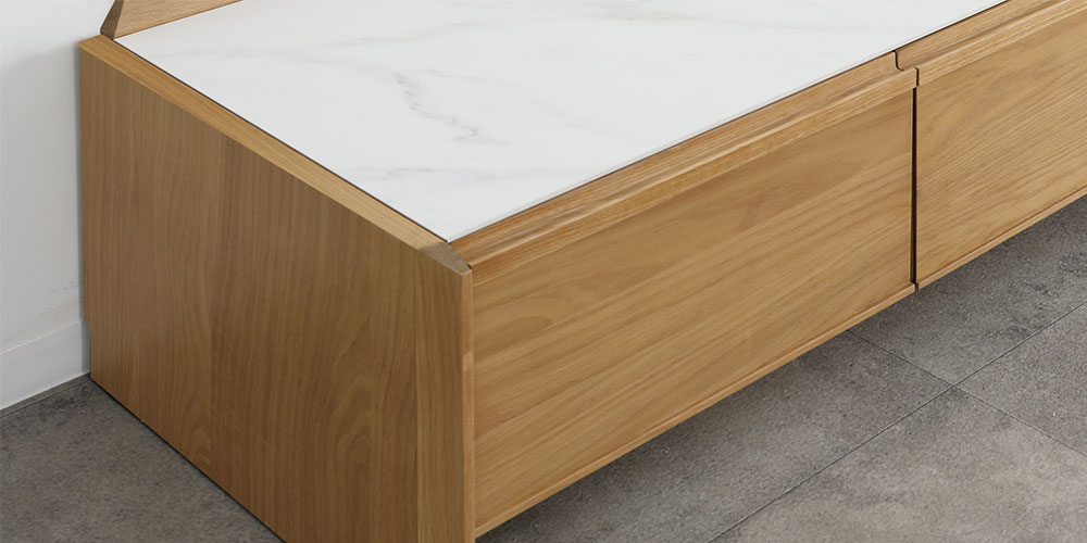 テレビボード「マルク」木部:オーク材/天板:セラミック マーブル