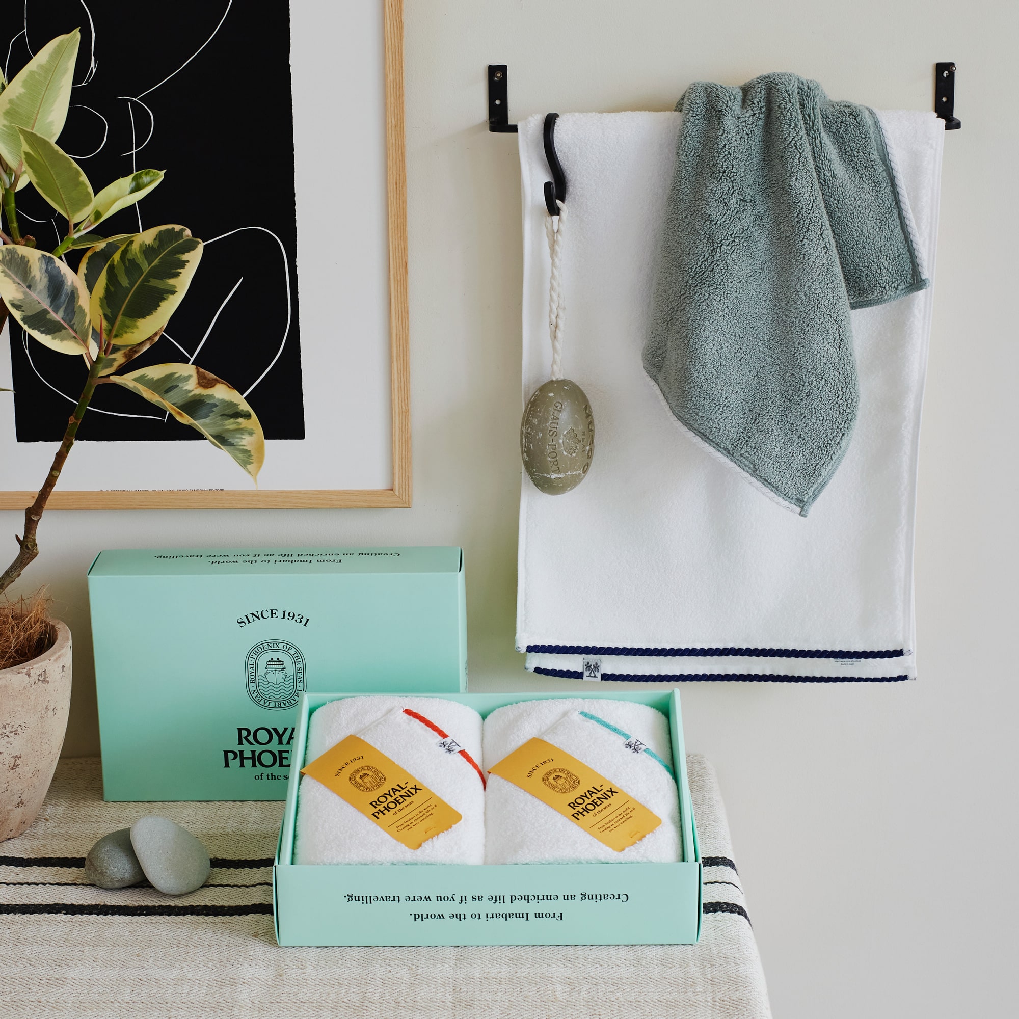 ROYAL-PHOENIX of the seas バスタオルセット ミストグレー&ロイヤル