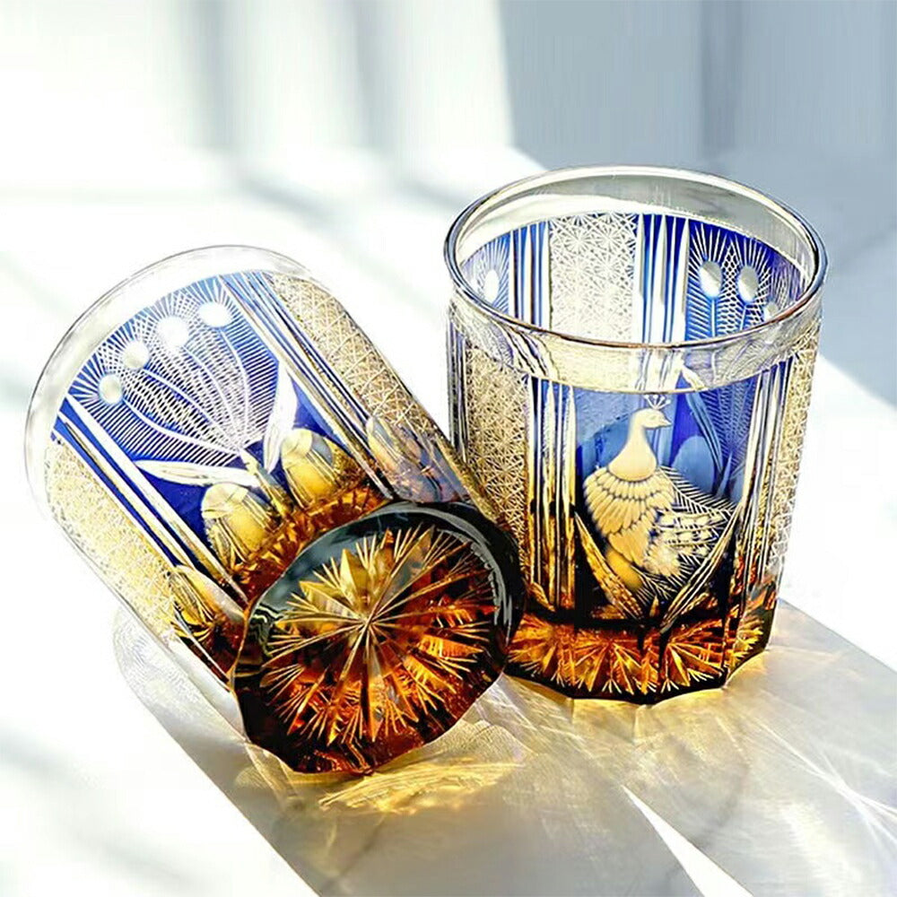 1805 手作りガラス 切子 カップ＆ソーサー 未使用 1805 手作りガラス