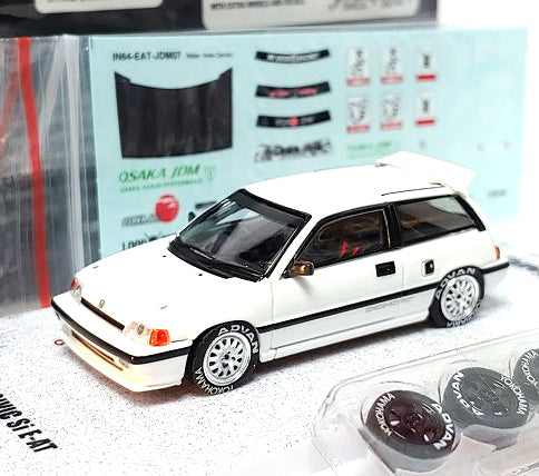 INNO64 HONDA CIVIC Si E-AT WHITE OSAKA JDM W/ EXTRA DECALS AND