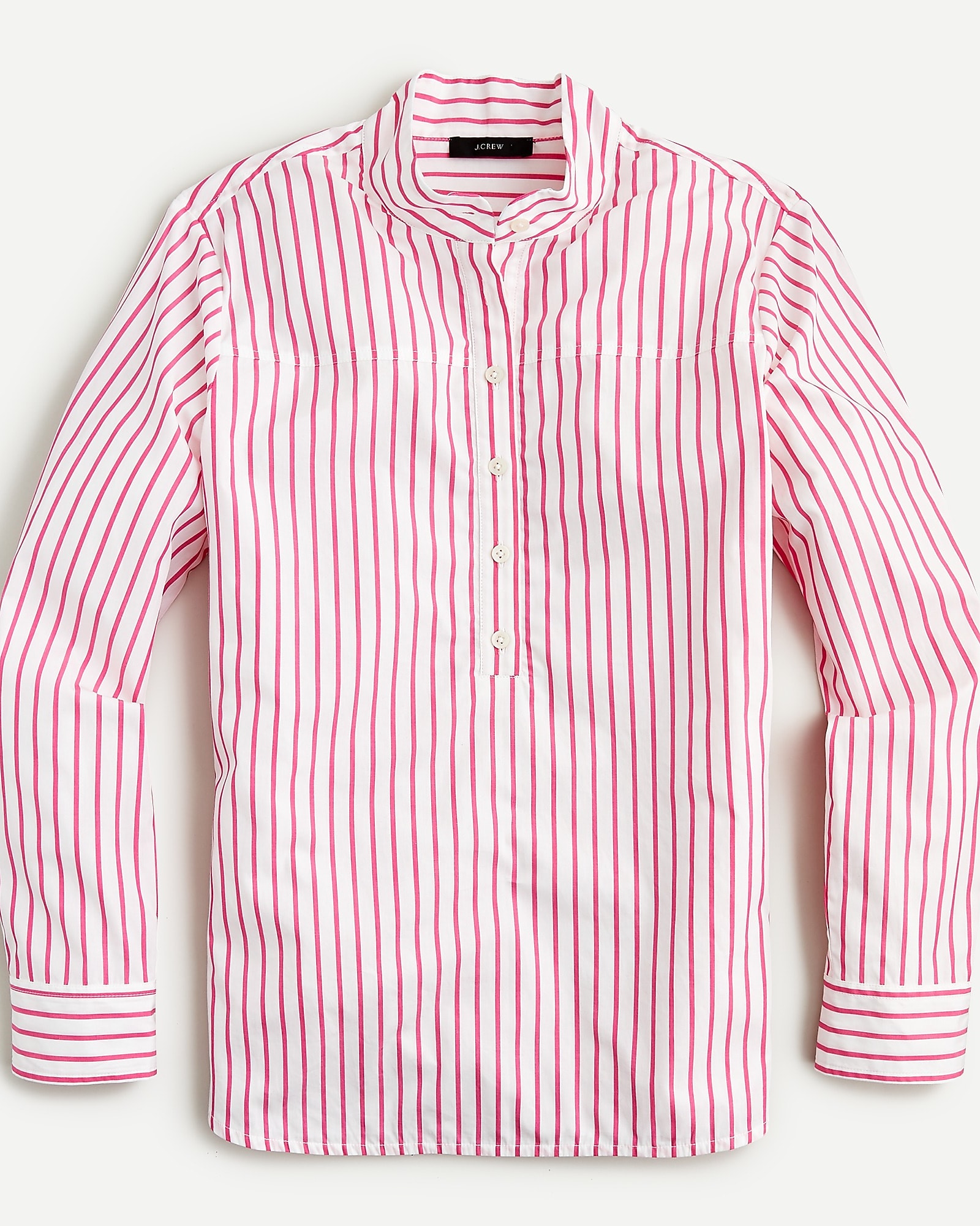 Band-collar Cotton Poplin Tunic In Stripe For Women | J.Crew