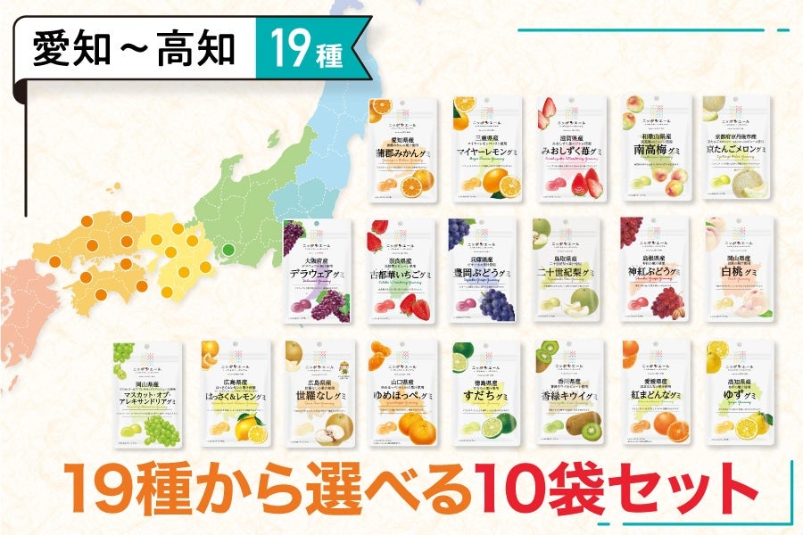 グミよりどりセット（10袋）＜愛知～高知＞【好きな味が選べる