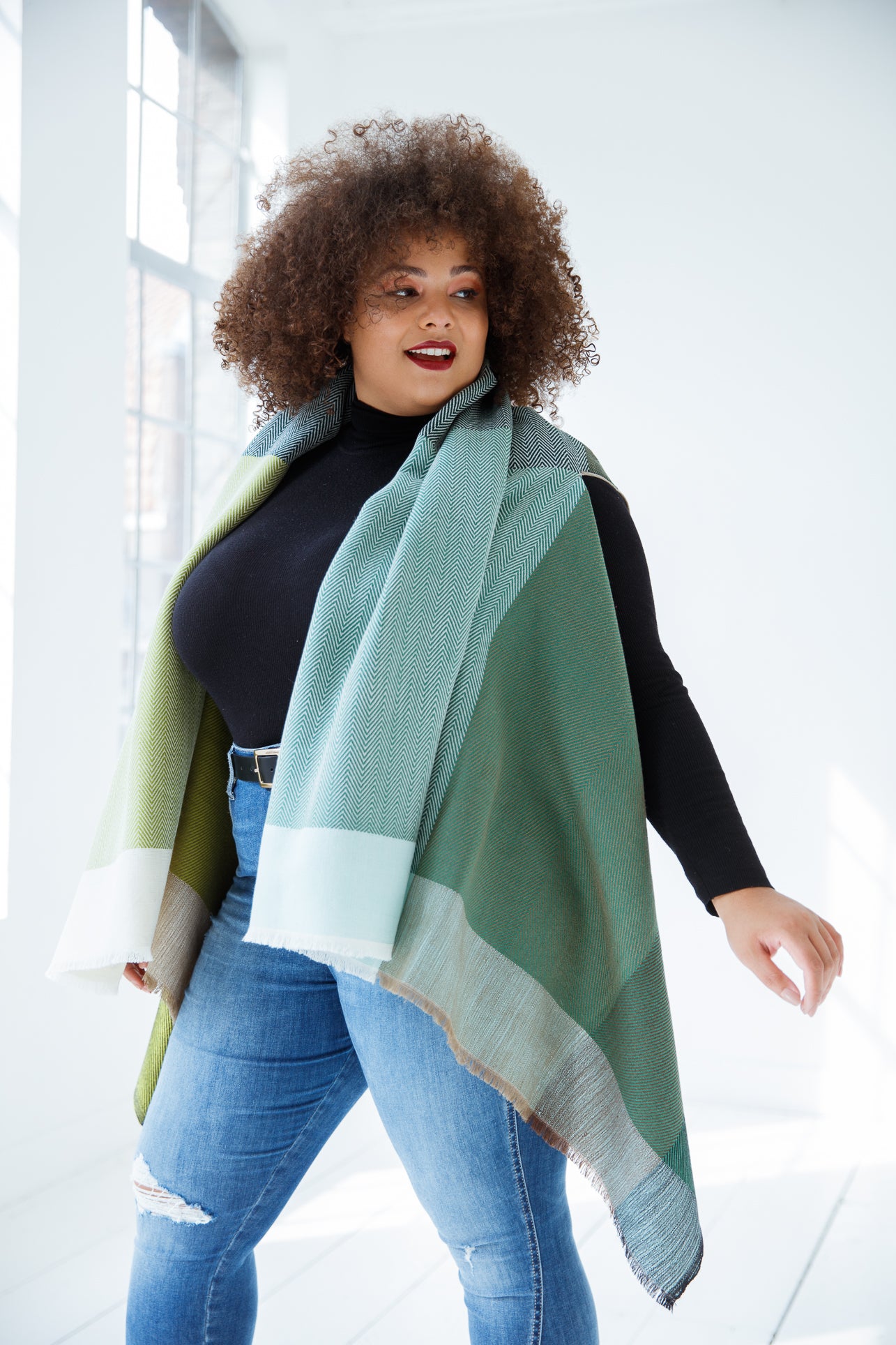 Plus Size Green Wool Poncho Cape for Women Daria Cape Amazon JULAHAS+