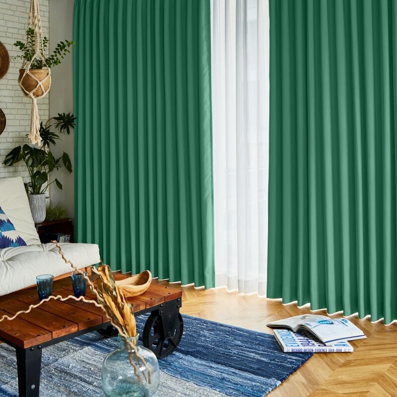 ツル カーテン JC-67263R ビリジアン ｜ジャストカーテン