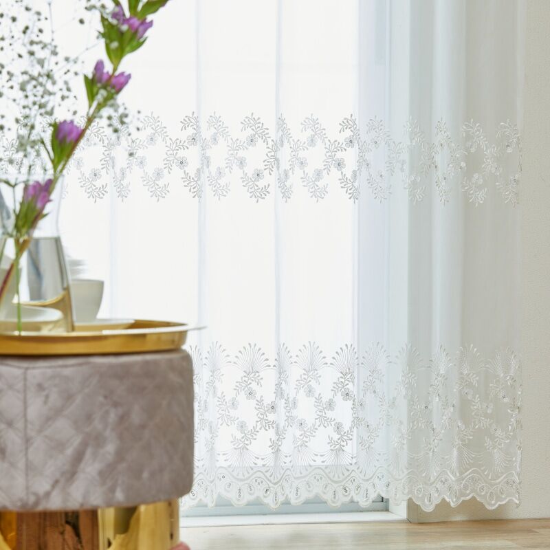 エレナ カフェカーテン JE-92588 ホワイト ｜ジャストカーテン