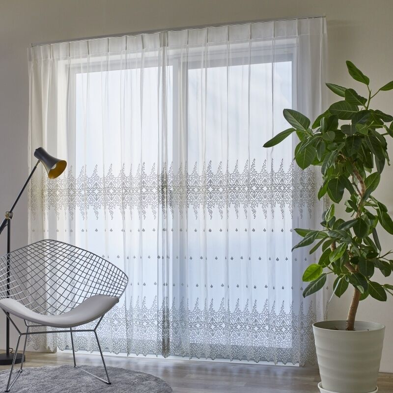 ヴィスカム カフェカーテン JE-92666 シルバー ｜ジャストカーテン