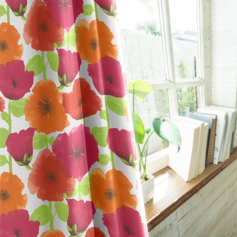 ポピー カーテン JD-19042 レッド ｜ジャストカーテン
