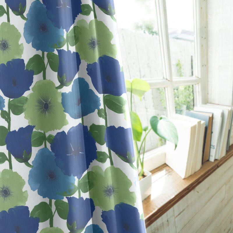 ポピー カーテン JC-19044 ブルー ｜ジャストカーテン