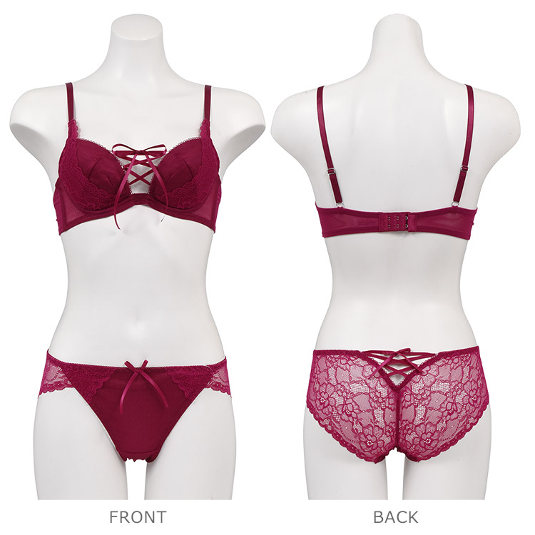 337864｜COCO Linge センシュアルレースアップ ブラセット 全3色 B・C