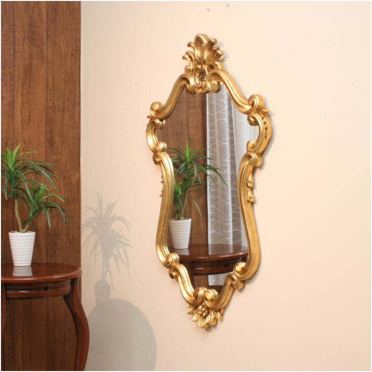 鏡 インテリアミラー イタリア製アンティークゴールドのロココ調