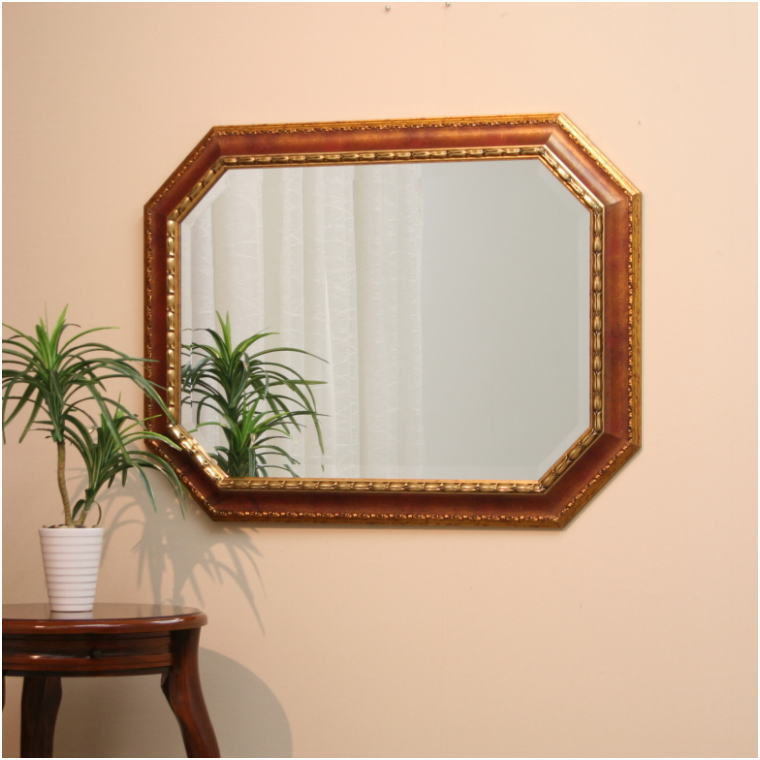 鏡 ミラー fa2097 イタリア製 八角形 ウォールミラー 壁掛け鏡