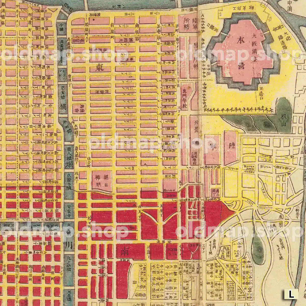 改正新版大阪明細全図 明治15年(1882) – 古地図 – 古地図素材データの
