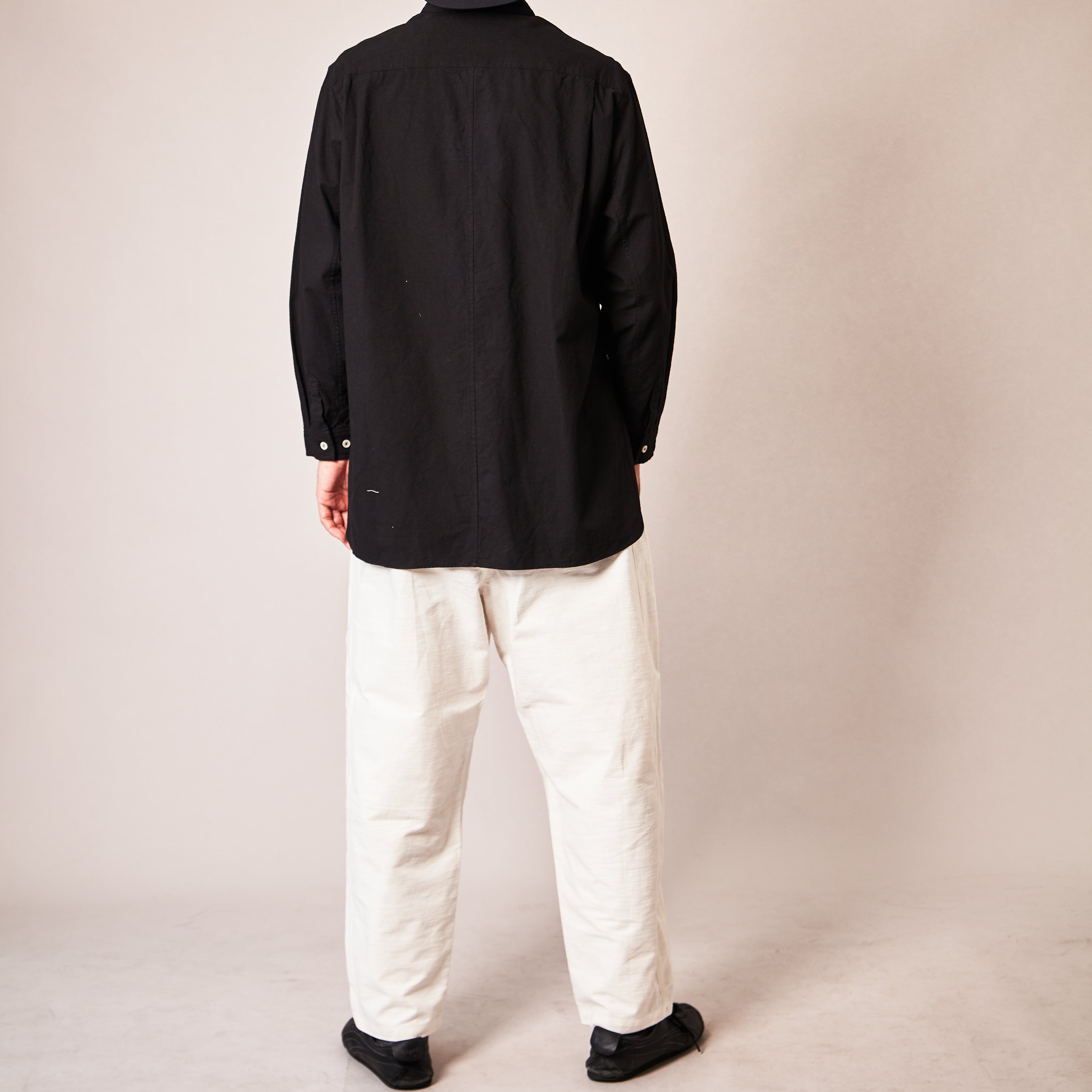 名古屋黒紋付染 知多木綿 バンドカラーシャツ Chita-momen shirt