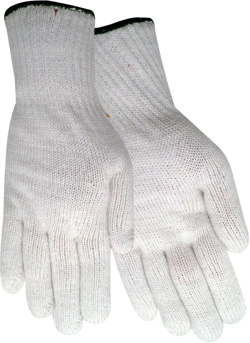 1120 White 100% Poly Seamless Knit Gloves, Snug Fit Wrist, Sizes S