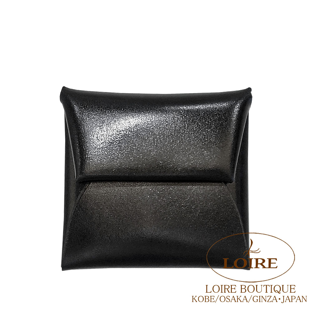 美品『エルメス』バスティア ボックスカーフ ブラック 黒 ケース 小銭入れ エルメス<br>バスティア コインケース<br>クロ<br>ボックスカーフ<br