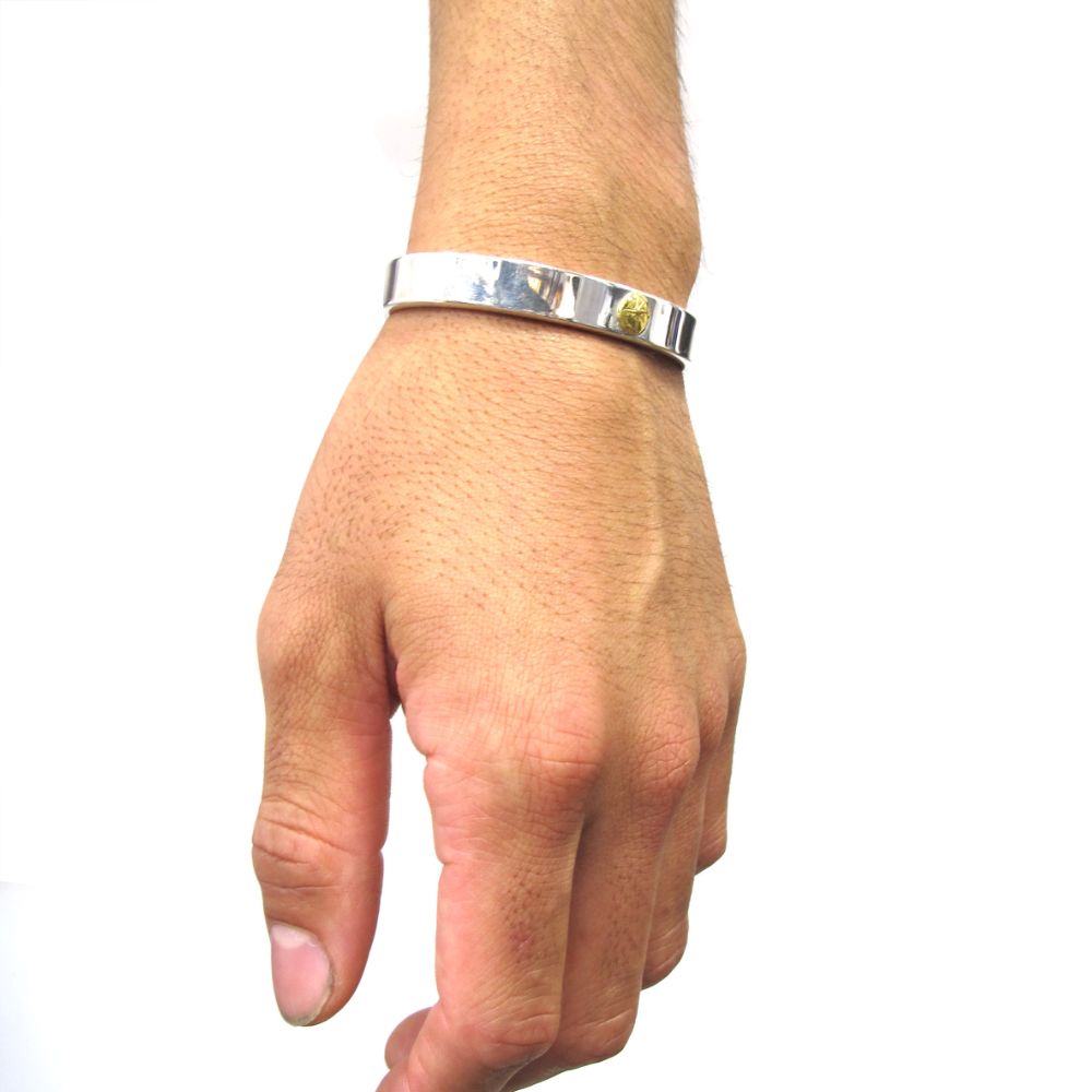 STUDIO T&Y - Plain Bangle 10mm width with Gold Point L (SILVER