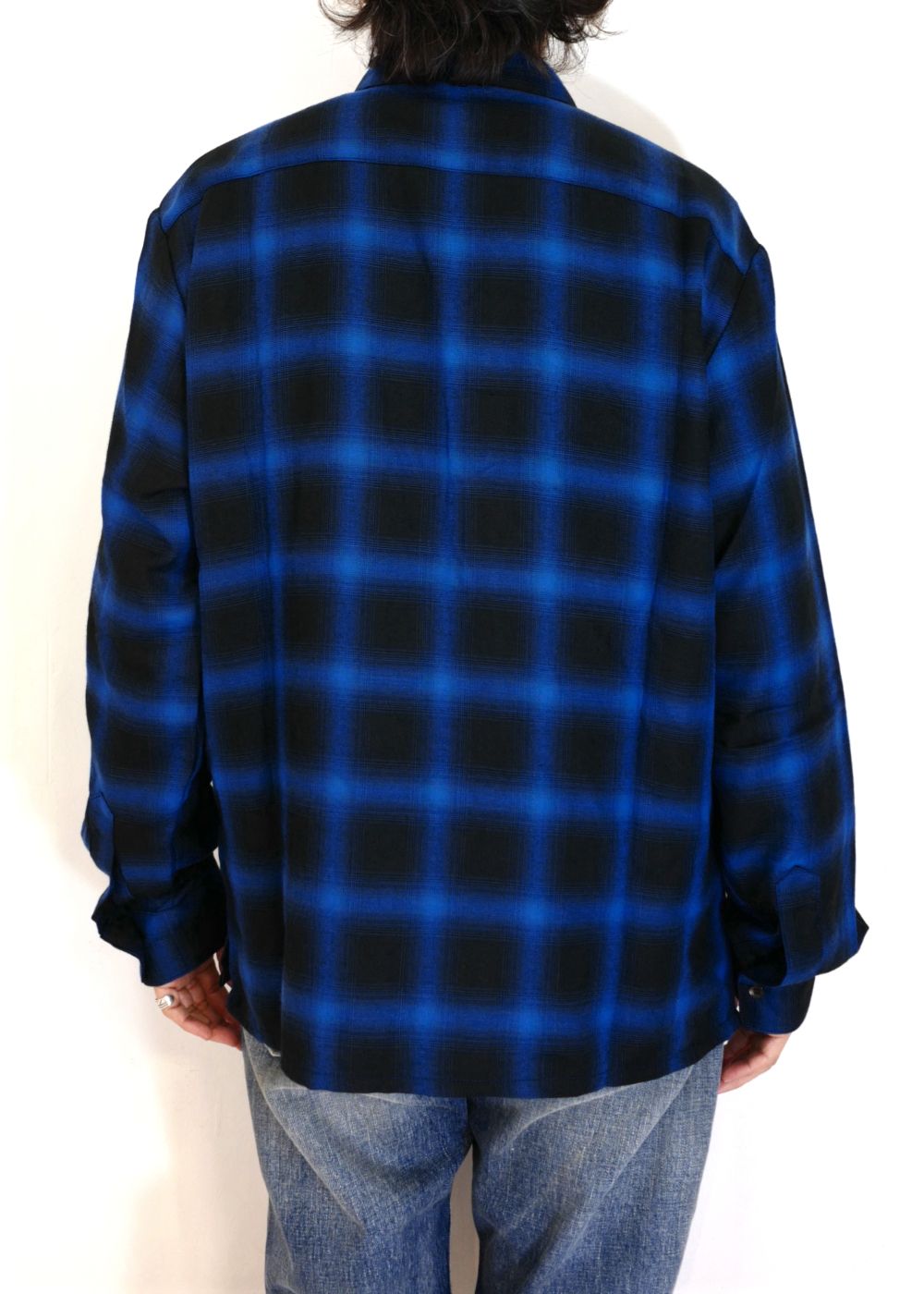 HIDE AND SEEK - OMBRE CHECK L/S SHIRT (BLUE) / オンブレチェック