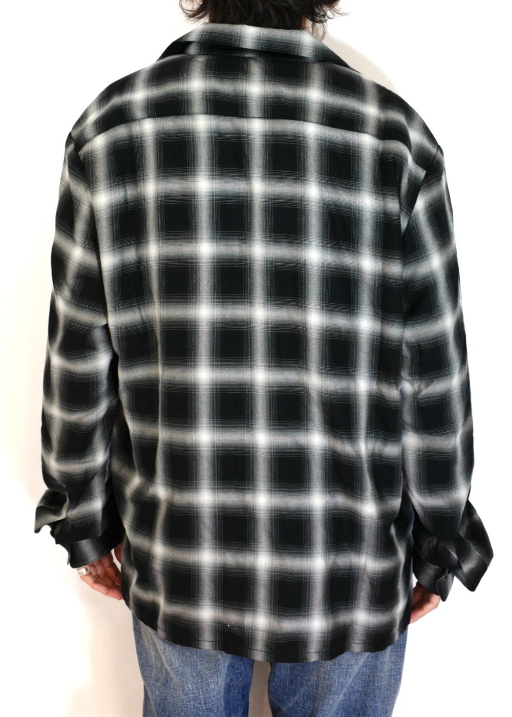 HIDE AND SEEK - OMBRE CHECK L/S SHIRT (BLACK) / オンブレチェック