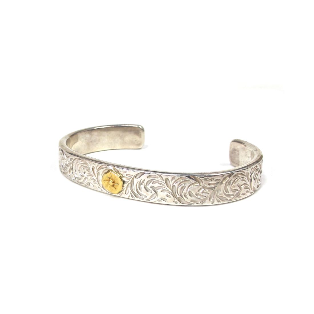 STUDIO T&Y - KARAKUSA Bangle 10mm width with Gold Point L (SILVER